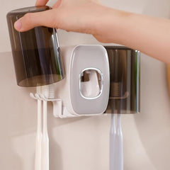 Automatic Wall-mounted Toothpaste Squeezer with Toothbrush Holder Set