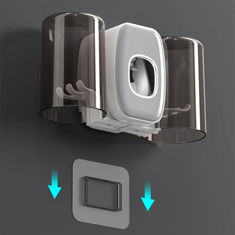 Automatic Wall-mounted Toothpaste Squeezer with Toothbrush Holder Set