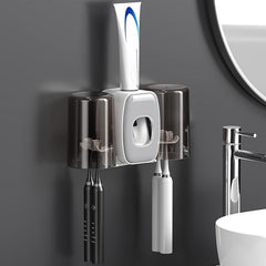 Automatic Wall-mounted Toothpaste Squeezer with Toothbrush Holder Set