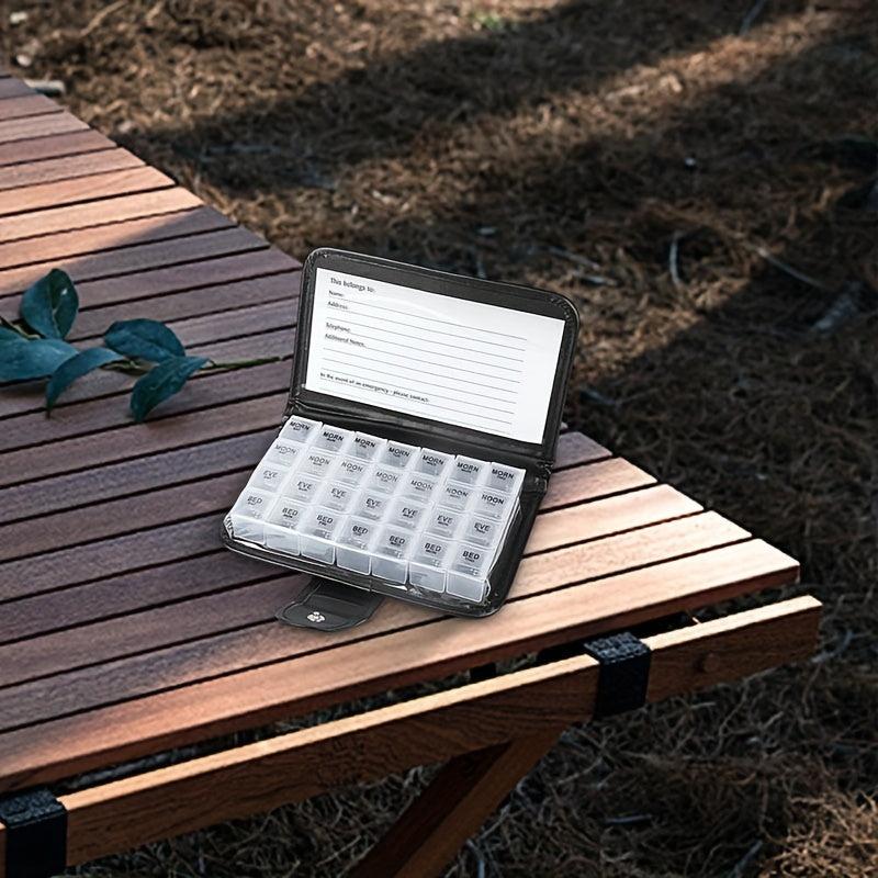 Leather Travel Pill Organizer 7 Weekly Case Portable Pill Dispenser