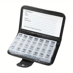 Leather Travel Pill Organizer 7 Weekly Case Portable Pill Dispenser