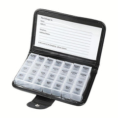 Leather Travel Pill Organizer 7 Weekly Case Portable Pill Dispenser