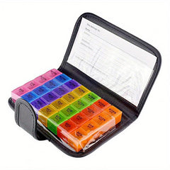 Leather Travel Pill Organizer 7 Weekly Case Portable Pill Dispenser