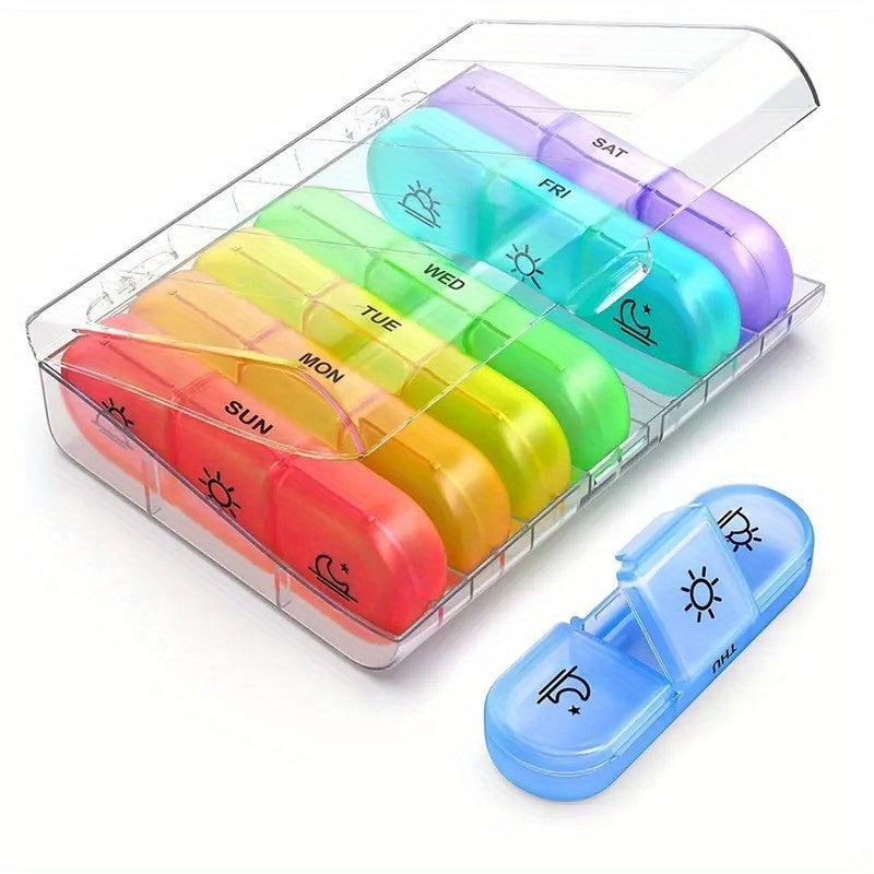 Weekly Pill Organizer 3 Times Large 7 Pill Box with Separate Container Portable