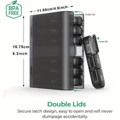 Weekly Pill Organizer 3 Times Large 7 Pill Box with Separate Container Portable