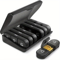 Weekly Pill Organizer 3 Times Large 7 Pill Box with Separate Container Portable