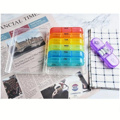 7 Day Pill Box Organizer Portable Travel with 21 Grids, Large Compartments