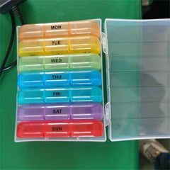 7 Day Pill Box Organizer Portable Travel with 21 Grids, Large Compartments