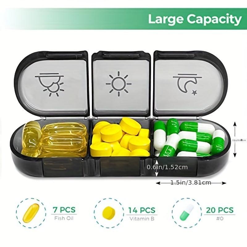 7 Day Pill Box Organizer Portable Travel with 21 Grids, Large Compartments