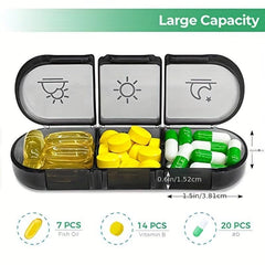 7 Day Pill Box Organizer Portable Travel with 21 Grids, Large Compartments