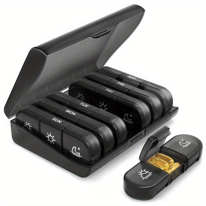 7 Day Pill Box Organizer Portable Travel with 21 Grids, Large Compartments