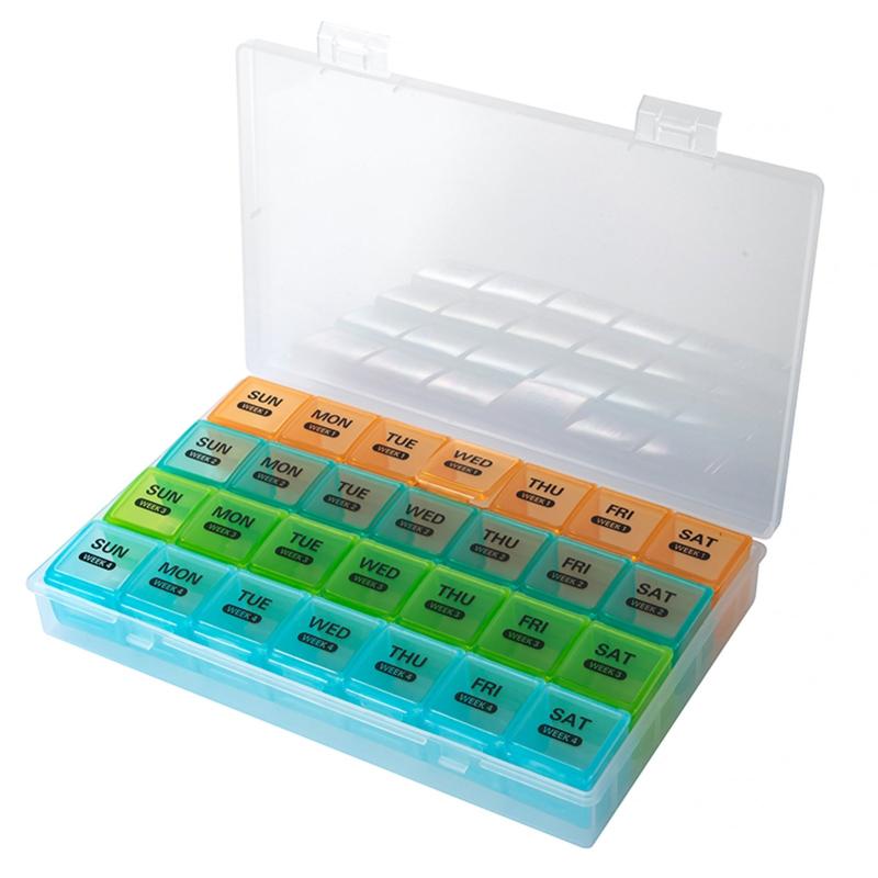 1pc Monthly Pill Organizer 28 Pill Box Medicine Organizer