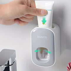 Bathroom Set: Toothpaste Dispenser & Toothbrush Holder
