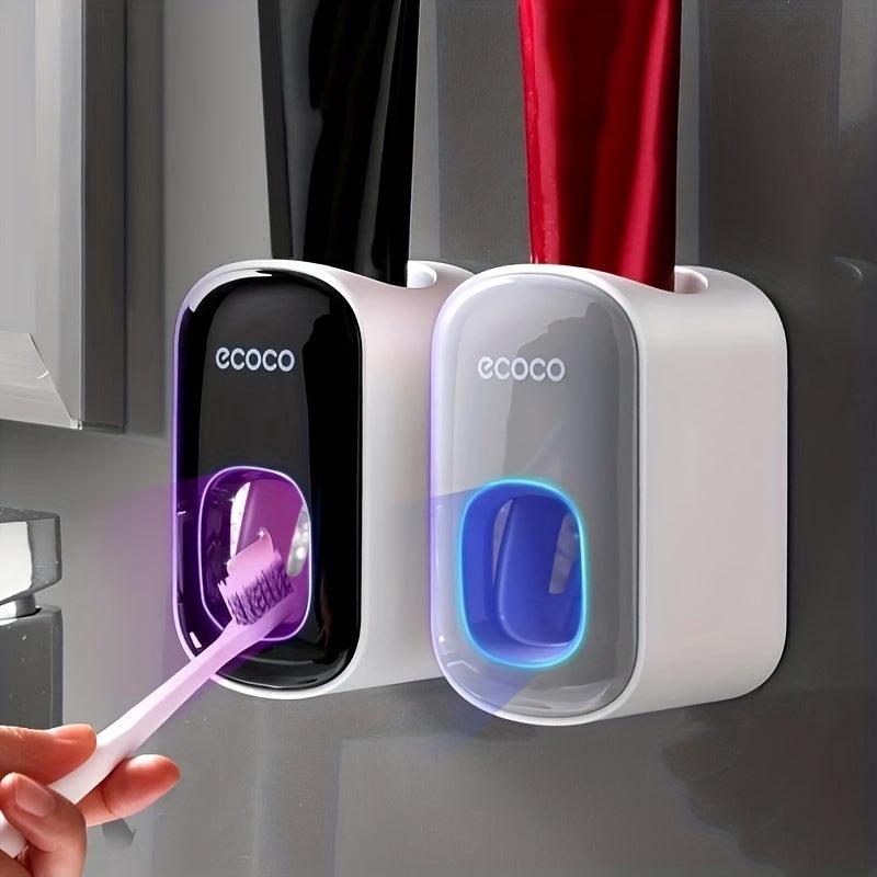 Bathroom Set: Toothpaste Dispenser & Toothbrush Holder