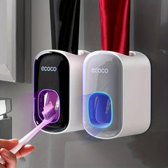 Bathroom Set: Toothpaste Dispenser & Toothbrush Holder