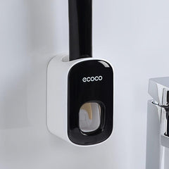 Bathroom Set: Toothpaste Dispenser & Toothbrush Holder