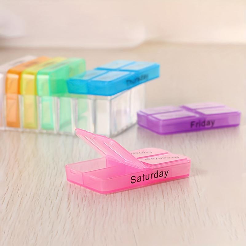 Portable 7-Day Pill Box 28 Grids 4 Times Daily Organizer Container