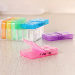 Portable 7-Day Pill Box 28 Grids 4 Times Daily Organizer Container