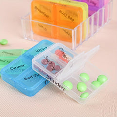 Portable 7-Day Pill Box 28 Grids 4 Times Daily Organizer Container