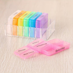 Portable 7-Day Pill Box 28 Grids 4 Times Daily Organizer Container