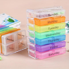 Portable 7-Day Pill Box 28 Grids 4 Times Daily Organizer Container