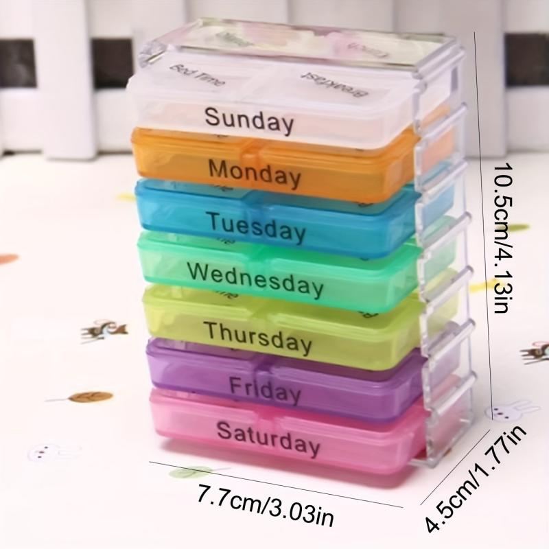 Portable 7-Day Pill Box 28 Grids 4 Times Daily Organizer Container