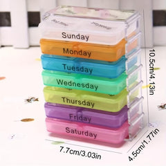 Portable 7-Day Pill Box 28 Grids 4 Times Daily Organizer Container