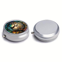 Colorful Tree Of Life Pill Box 3 Compartment Organizer Portable Pill Box