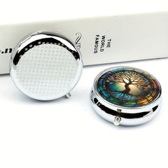 Colorful Tree Of Life Pill Box 3 Compartment Organizer Portable Pill Box