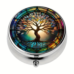 Colorful Tree Of Life Pill Box 3 Compartment Organizer Portable Pill Box