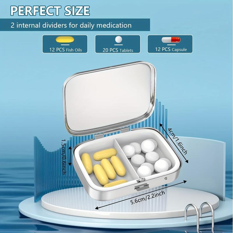 2 Compartment Pill Box Portable Case for Pocket or Purse