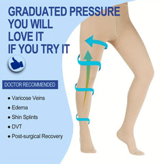 Compression Pantyhose For Women And Men 15-20 mmHg Closed Toe Stockings