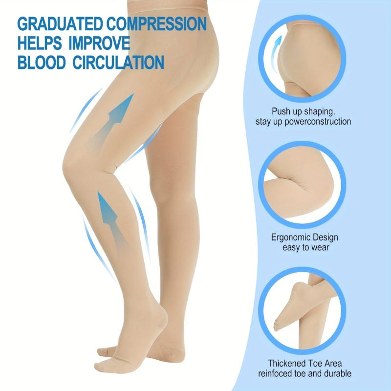 Compression Pantyhose For Women And Men 15-20 mmHg Closed Toe Stockings