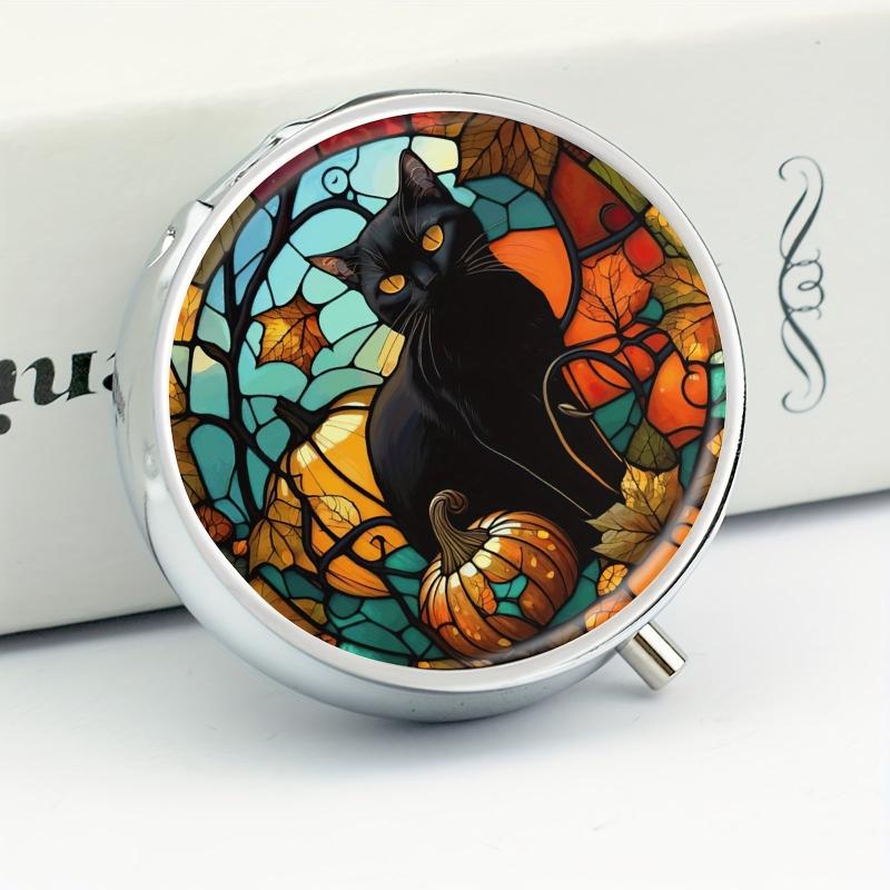 Cat Pumpkin Pill Box 3 Compartment Medicine Organizer Mini Portable Pill Box
