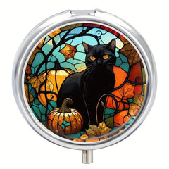 Cat Pumpkin Pill Box 3 Compartment Medicine Organizer Mini Portable Pill Box