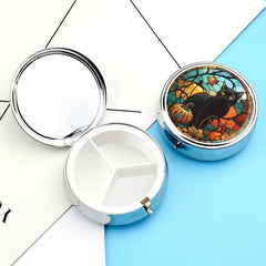 Cat Pumpkin Pill Box 3 Compartment Medicine Organizer Mini Portable Pill Box