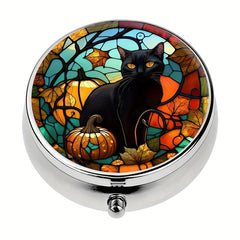 Cat Pumpkin Pill Box 3 Compartment Medicine Organizer Mini Portable Pill Box