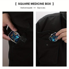 Butterfly Art Pill Box 2 Compartment Portable Medicine Case