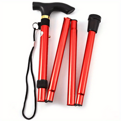 Foldable Lightweight Walking Stick Trekking Pole Rubber Tip Adjustable Height