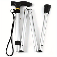 Foldable Lightweight Walking Stick Trekking Pole Rubber Tip Adjustable Height