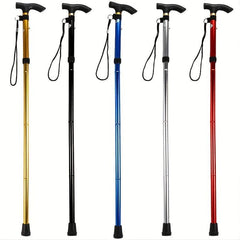 Foldable Lightweight Walking Stick Trekking Pole Rubber Tip Adjustable Height