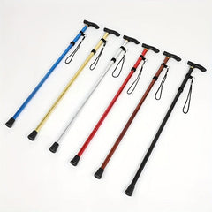 Foldable Lightweight Walking Stick Trekking Pole Rubber Tip Adjustable Height