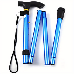 Foldable Lightweight Walking Stick Trekking Pole Rubber Tip Adjustable Height