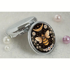 Bee Flowers Pill Box Mini 3 Compartment Decorative Pocket Purse Travel Organizer
