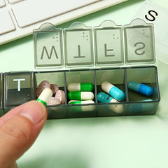 Portable Pill Organizer 7 Compartments Travel Pill Box
