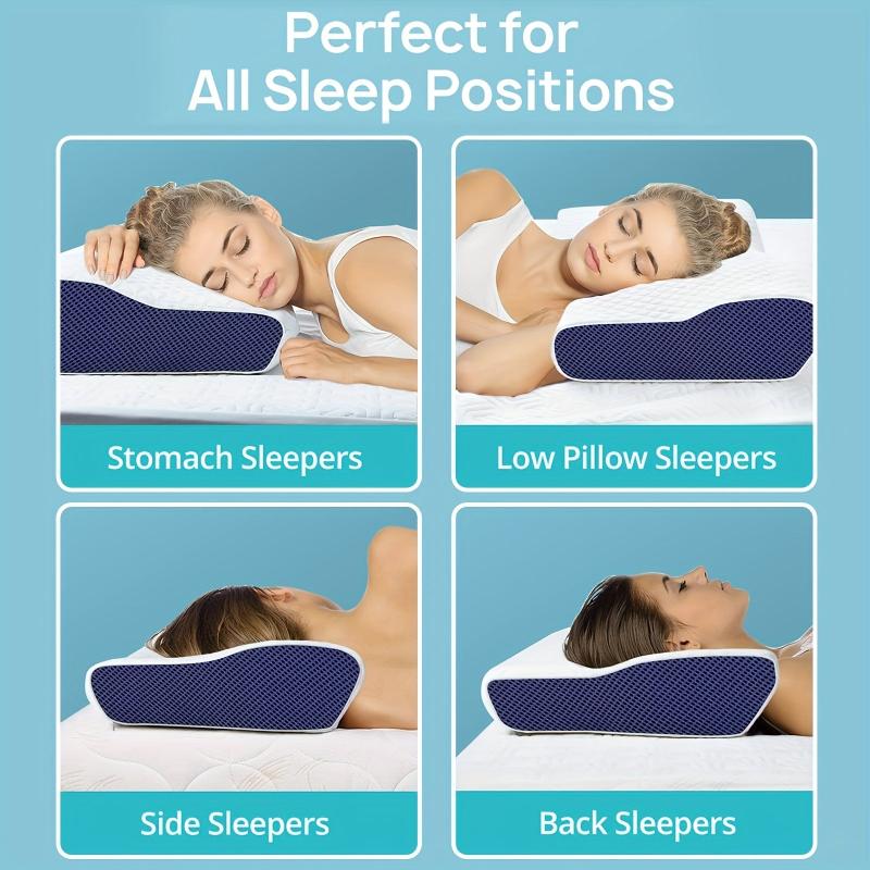 Memory Foam Neck Pillow for Pain Relief Sleep, Contoured Support Pillow