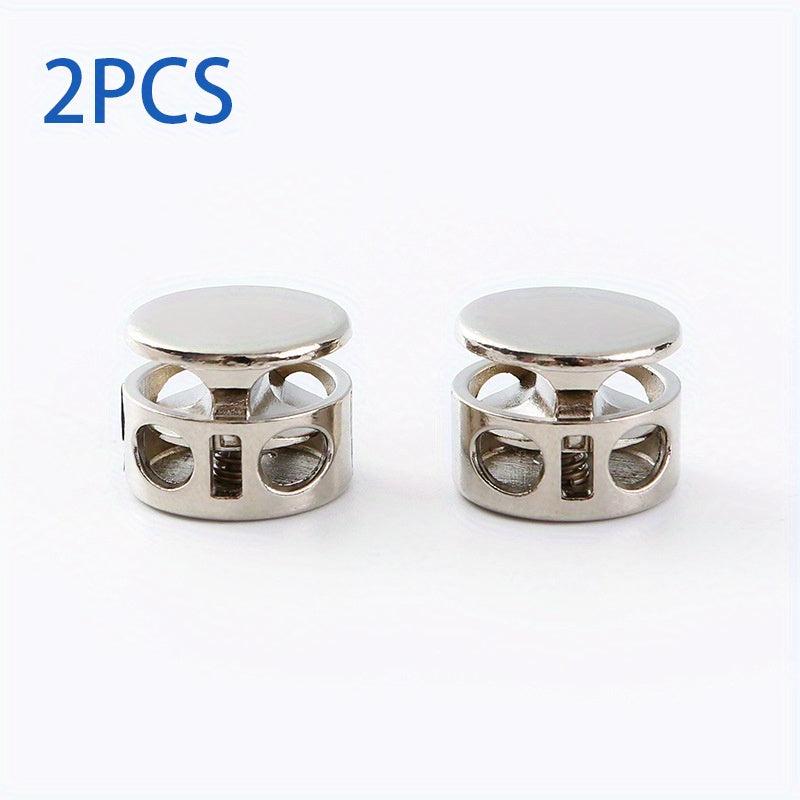 8pcs Double Hole Buckle Elastic Cord Metal Spring Button Coat Pants Cuffs