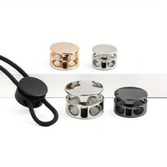 8pcs Double Hole Buckle Elastic Cord Metal Spring Button Coat Pants Cuffs