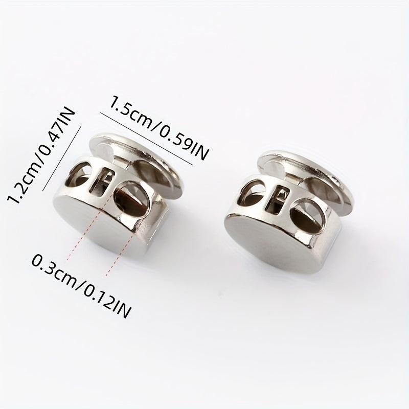 8pcs Double Hole Buckle Elastic Cord Metal Spring Button Coat Pants Cuffs