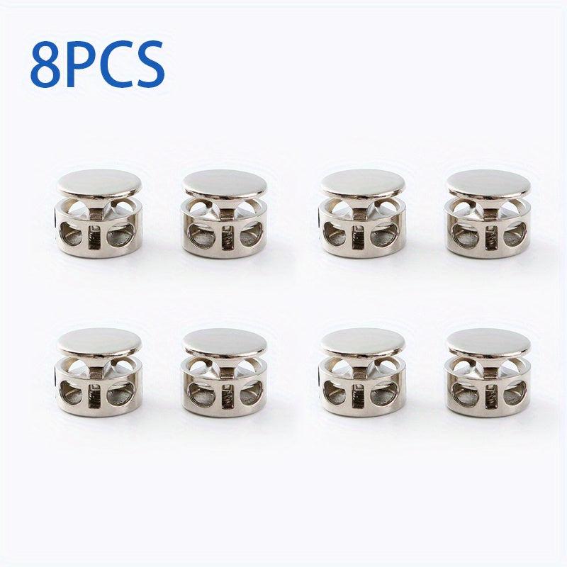 8pcs Double Hole Buckle Elastic Cord Metal Spring Button Coat Pants Cuffs